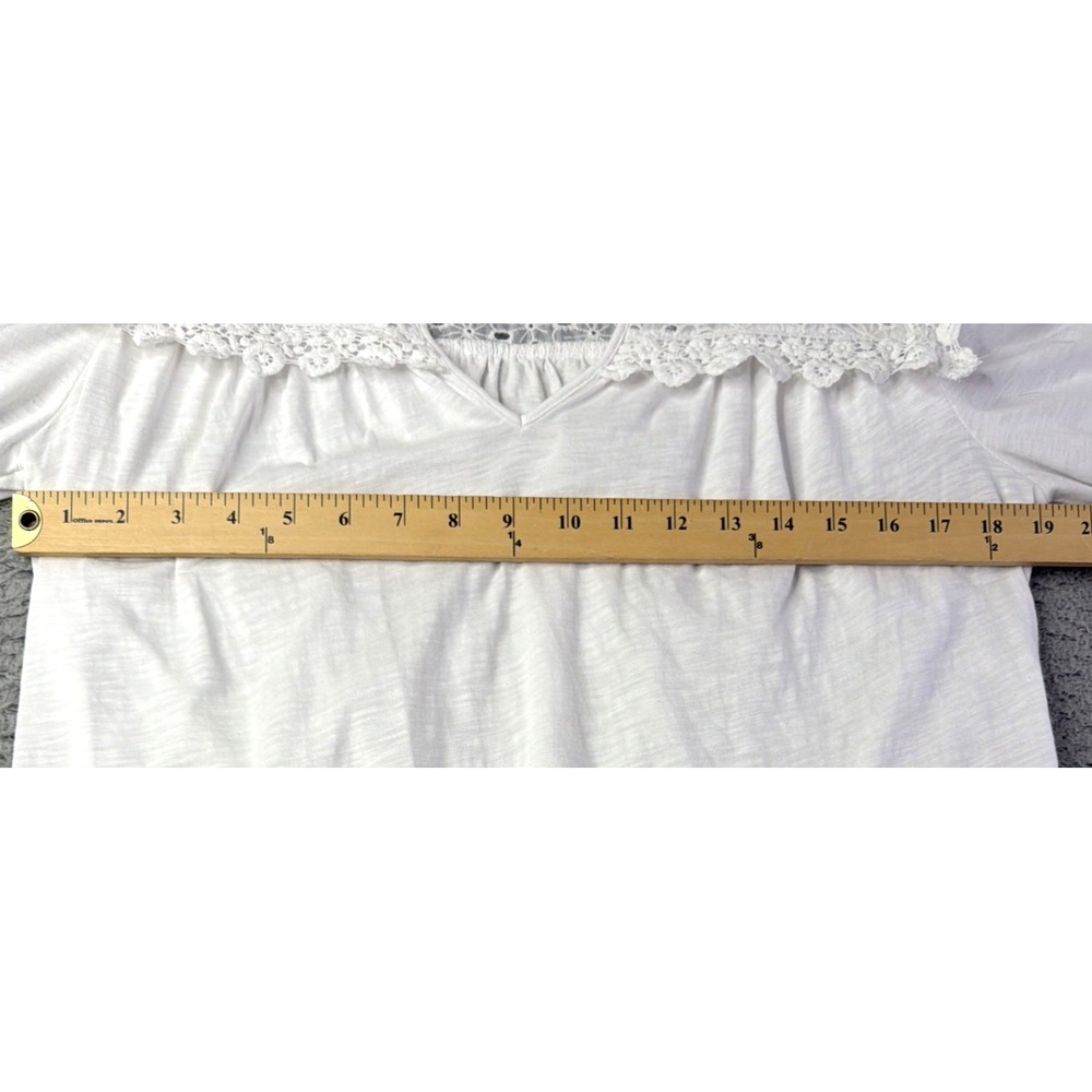 Boden Blouse Womens Size 10 White Eyelet V-Neck Long Sleeve Cotton Blend Boden - Picture 3 of 9